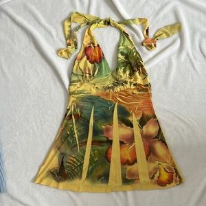 yellow relax fitted halter top